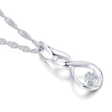 DOUBLE-R Women Necklace Pendants 0.03ct Diamond 925 Sterling Silver Pendants With Long Chains Diamond Jewelry CAP03755SA-1