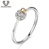 DOUBLE-RING 0.085ct Genuine Diamond Pure Solid Real 18k Gold Wedding Band Ring ASR01005KA-7