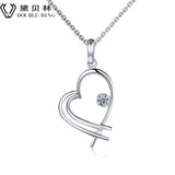 DOUBLE-RING New Women Heart Pendant 18k White Gold Diamond Pendant Fine Jewelry for Ladies Gifts CAP01826A-1