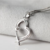 DOUBLE-RING New Women Heart Pendant 18k White Gold Diamond Pendant Fine Jewelry for Ladies Gifts CAP01826A-1