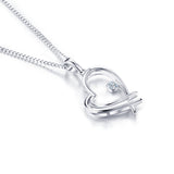 DOUBLE-RING New Women Heart Pendant 18k White Gold Diamond Pendant Fine Jewelry for Ladies Gifts CAP01826A-1