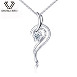 DOUBLE-RING Unique 18K Gold Natural Diamond Drop Pendants 0.035ct Diamond New Fine Jewelry Pendants Chain for Women CAP02794A