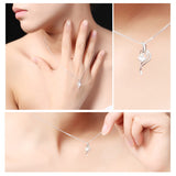 DOUBLE-RING Unique 18K Gold Natural Diamond Drop Pendants 0.035ct Diamond New Fine Jewelry Pendants Chain for Women CAP02794A