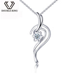 DOUBLE-RING Unique 18K Gold Natural Diamond Drop Pendants 0.035ct Diamond New Fine Jewelry Pendants Chain for Women CAP02794A