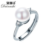 Dainashi Wholesale Black Pearl Rings Elegant 925 silver ring for women fashion jewelry 8-9 mm black pearl adjusted ring