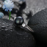 Dainashi Wholesale Black Pearl Rings Elegant 925 silver ring for women fashion jewelry 8-9 mm black pearl adjusted ring