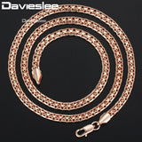 Davieslee Necklace for Women 585 Rose Gold Filled Bismark Hammered Womens Necklaces Chain Cuban Rombo 3/4/5mm 45-55cm GN453