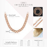 Davieslee Necklace for Women 585 Rose Gold Filled Bismark Hammered Womens Necklaces Chain Cuban Rombo 3/4/5mm 45-55cm GN453