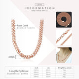 Davieslee Necklace for Women 585 Rose Gold Filled Bismark Hammered Womens Necklaces Chain Cuban Rombo 3/4/5mm 45-55cm GN453