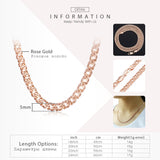 Davieslee Necklace for Women 585 Rose Gold Filled Bismark Hammered Womens Necklaces Chain Cuban Rombo 3/4/5mm 45-55cm GN453