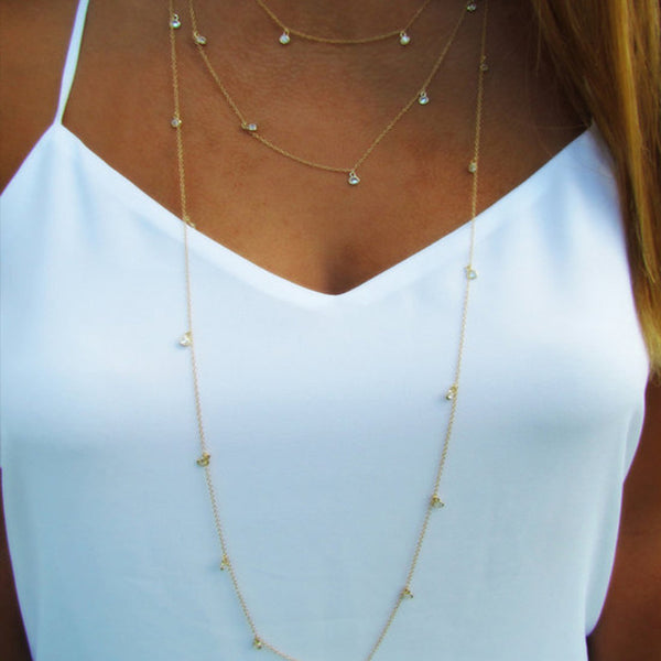 Delicate Rhinestone Tassel Necklaces & Pendants 2017 Simple Gold Silver Color Long Necklace Fashion Jewelry Colar Feminino