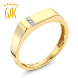 Diamond Jewelry  GemStoneKing 10K Solid Yellow Gold Men's 0.08 Cttw Natural White Diamond Wedding Anniversary Ring