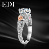 EDI 2ct Natural Topaz Gemstone Crystal 925 Sterling Silver Engagement Ring For Women Flower Bands Fine Jewelry