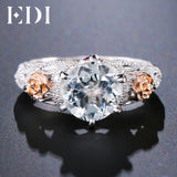 EDI 2ct Natural Topaz Gemstone Crystal 925 Sterling Silver Engagement Ring For Women Flower Bands Fine Jewelry