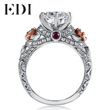 EDI 2ct Natural Topaz Gemstone Crystal 925 Sterling Silver Engagement Ring For Women Flower Bands Fine Jewelry