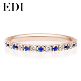 EDI Classic 18K Rose Gold 0.4cttw Sapphire Natural Diamond Wedding Rings For Band Women Fine Jewelry All-match Christmas Gifts