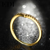 EDI Classic 18K Yellow Gold Genuine Natural Real Diamond H/SI Ring For Women Wedding Engagement Bands Fine Jewelry Gifts