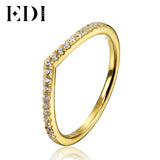 EDI Classic 18K Yellow Gold Genuine Natural Real Diamond H/SI Ring For Women Wedding Engagement Bands Fine Jewelry Gifts