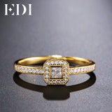 EDI Genuine 0.1CT Round Cut Natural Diamond Real 14k Yellow Gold Wedding Engagement Ring For Women Jewelry