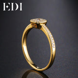 EDI Genuine 0.1CT Round Cut Natural Diamond Real 14k Yellow Gold Wedding Engagement Ring For Women Jewelry