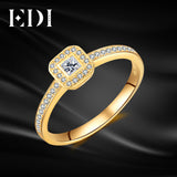 EDI Genuine 0.1CT Round Cut Natural Diamond Real 14k Yellow Gold Wedding Engagement Ring For Women Jewelry