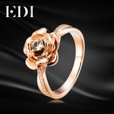 EDI Genuine Floral 0.1CT Natural Topaz Moissanite Diamond Ring 925 Sterling-silver-jewelry Flower Beauty And The Beast Rose