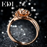 EDI Genuine Floral 0.1CT Natural Topaz Moissanite Diamond Ring 925 Sterling-silver-jewelry Flower Beauty And The Beast Rose