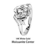 EDI Gorgeous 3MM Natural Diamond Wedding Rings Real 14k 585 White Rose Gold Moissanite Jewelry For Women Beauty And The Beast