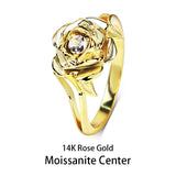 EDI Gorgeous 3MM Natural Diamond Wedding Rings Real 14k 585 White Rose Gold Moissanite Jewelry For Women Beauty And The Beast