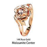 EDI Gorgeous 3MM Natural Diamond Wedding Rings Real 14k 585 White Rose Gold Moissanite Jewelry For Women Beauty And The Beast
