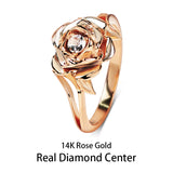 EDI Gorgeous 3MM Natural Diamond Wedding Rings Real 14k 585 White Rose Gold Moissanite Jewelry For Women Beauty And The Beast