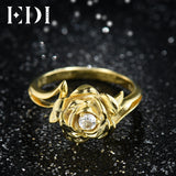 EDI Gorgeous 3MM Natural Diamond Wedding Rings Real 14k 585 White Rose Gold Moissanite Jewelry For Women Beauty And The Beast