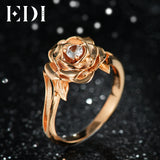 EDI Gorgeous 3MM Natural Diamond Wedding Rings Real 14k 585 White Rose Gold Moissanite Jewelry For Women Beauty And The Beast