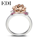 EDI Natural Ruby 100% 925 Sterling Silver Rings For Women Gemstone Rose Flower Beauty And The Beast Fine Jewelry