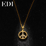 EDI Unique Natural Diamond Peace Shape Pendants For Women Solid 18K Yellow Gold 16' Necklaces Chain Fine Diamond Jewelry