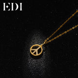 EDI Unique Natural Diamond Peace Shape Pendants For Women Solid 18K Yellow Gold 16' Necklaces Chain Fine Diamond Jewelry