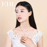 EDI Unique Natural Diamond Peace Shape Pendants For Women Solid 18K Yellow Gold 16' Necklaces Chain Fine Diamond Jewelry