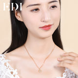 EDI Unique Natural Diamond Peace Shape Pendants For Women Solid 18K Yellow Gold 16' Necklaces Chain Fine Diamond Jewelry