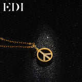 EDI Unique Natural Diamond Peace Shape Pendants For Women Solid 18K Yellow Gold 16' Necklaces Chain Fine Diamond Jewelry