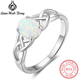 Elegant Oval White Opal Rings for Women 925 Sterling Silver Braided Ring Wedding Engagement Ring Gift For Mom (Lam Hub Fong)