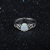 Elegant Oval White Opal Rings for Women 925 Sterling Silver Braided Ring Wedding Engagement Ring Gift For Mom (Lam Hub Fong)