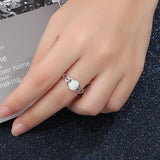 Elegant Oval White Opal Rings for Women 925 Sterling Silver Braided Ring Wedding Engagement Ring Gift For Mom (Lam Hub Fong)