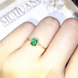 Emerald ring Free shipping 925 sterling silver Natural real emerald Fine green gem jewelry 4*6mm