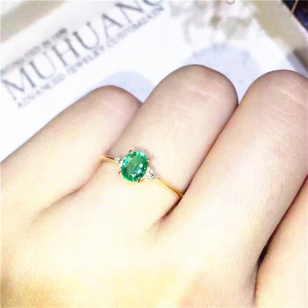 Emerald ring Free shipping 925 sterling silver Natural real emerald Fine green gem jewelry 4*6mm