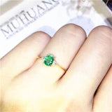 Emerald ring Free shipping 925 sterling silver Natural real emerald Fine green gem jewelry 4*6mm