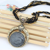 F&U Vintage Necklace Jewelry Fashion Popular Retro Bohemia Style Multilayer Beads Chain Crystal Grain Pendant Necklace