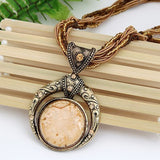 F&U Vintage Necklace Jewelry Fashion Popular Retro Bohemia Style Multilayer Beads Chain Crystal Grain Pendant Necklace