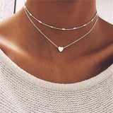 FASHION JEWELRY Love Heart Adjustable Necklace For Women Multilayer Chain Choker Necklace Summer Gift Drop shipping