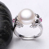 FENASY  10-11mm Pearl Jewelry,natural Pearl rings for love,Freshwater Pearl 925 Silver ring,ruby silver rings for women gift box