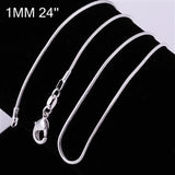 Factory price ! wholesale silver plated necklace, 1pcs silver fashion jewelry simple Snake Chain 1mm widith  Necklace